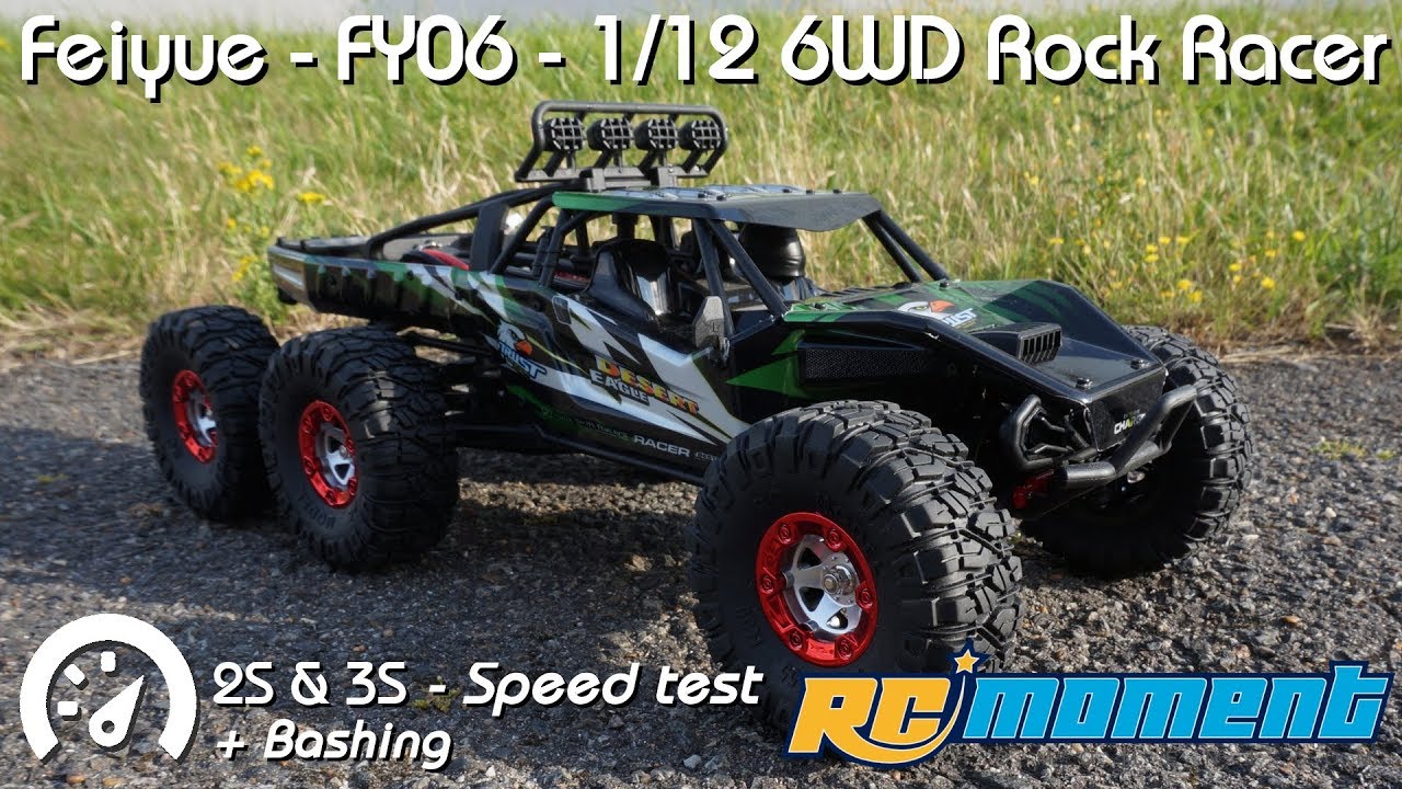 • Feiyue - FY06 - 1/12 6WD Rock racer - 2s & 3s speed test + bashing •