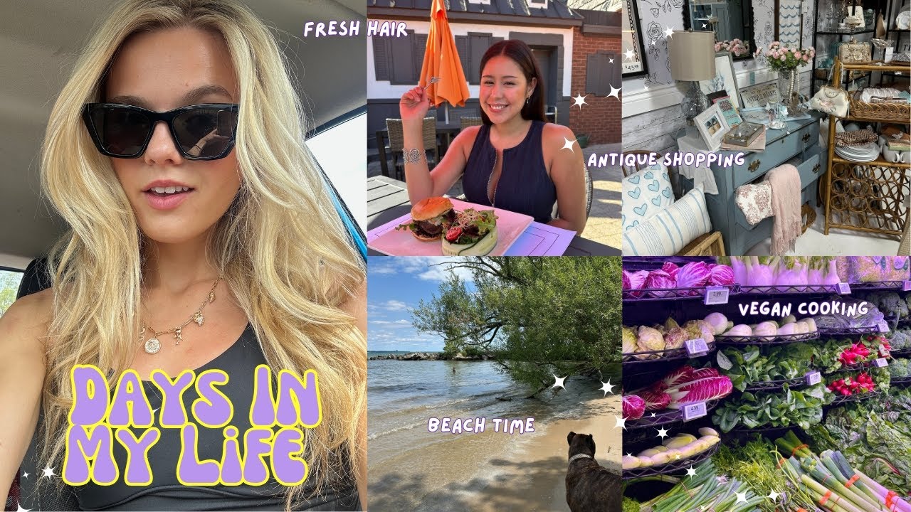 VLOG Days In My Life 🫐👒 Travel Prep, New Hair, Antique Shopping, Beach Day, PR Haul🪻