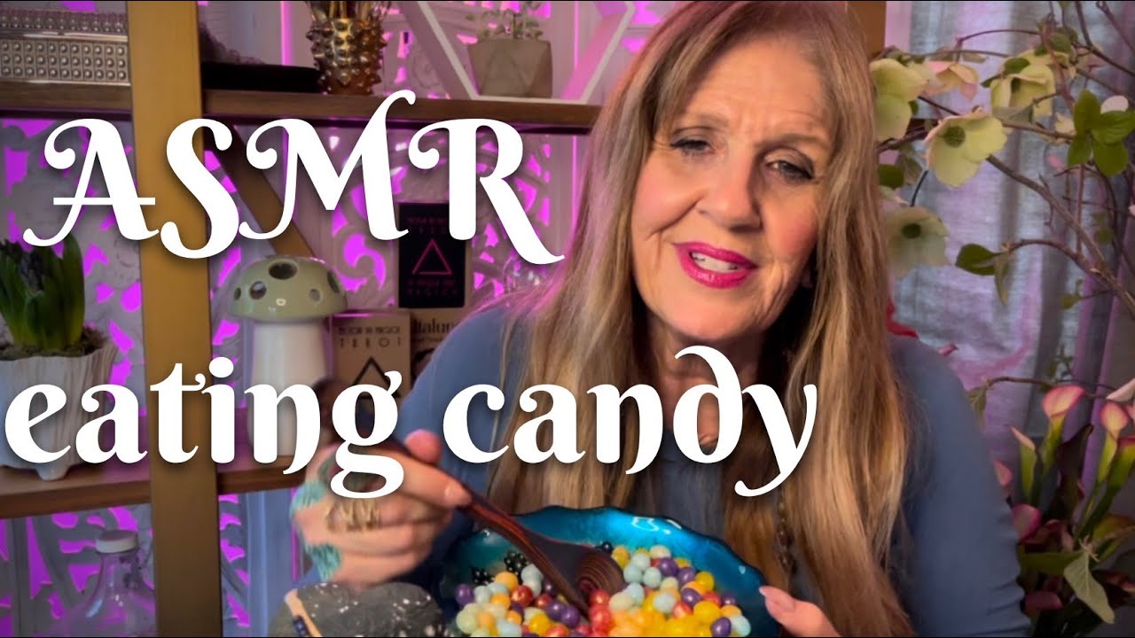 ASMR 🍭eating candy close up mic 👄 at my altar