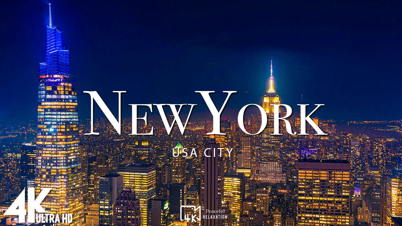 New York 4K Video UHD - расслабляющая фортепианная музыка, красивая природа живопис