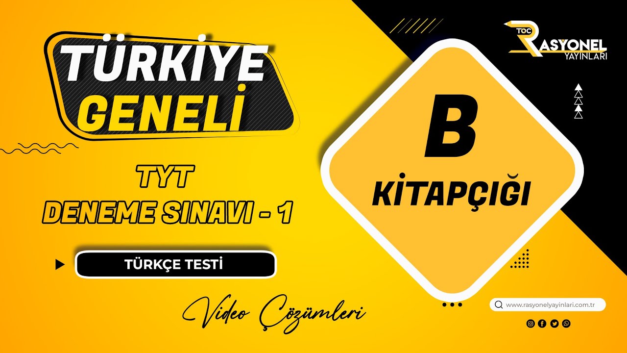 Rasyonel Yayınları TYT Türkiye Geneli Deneme Sınavı 1 - B Kitapçığı Türkçe Soru Çözümleri #tyt