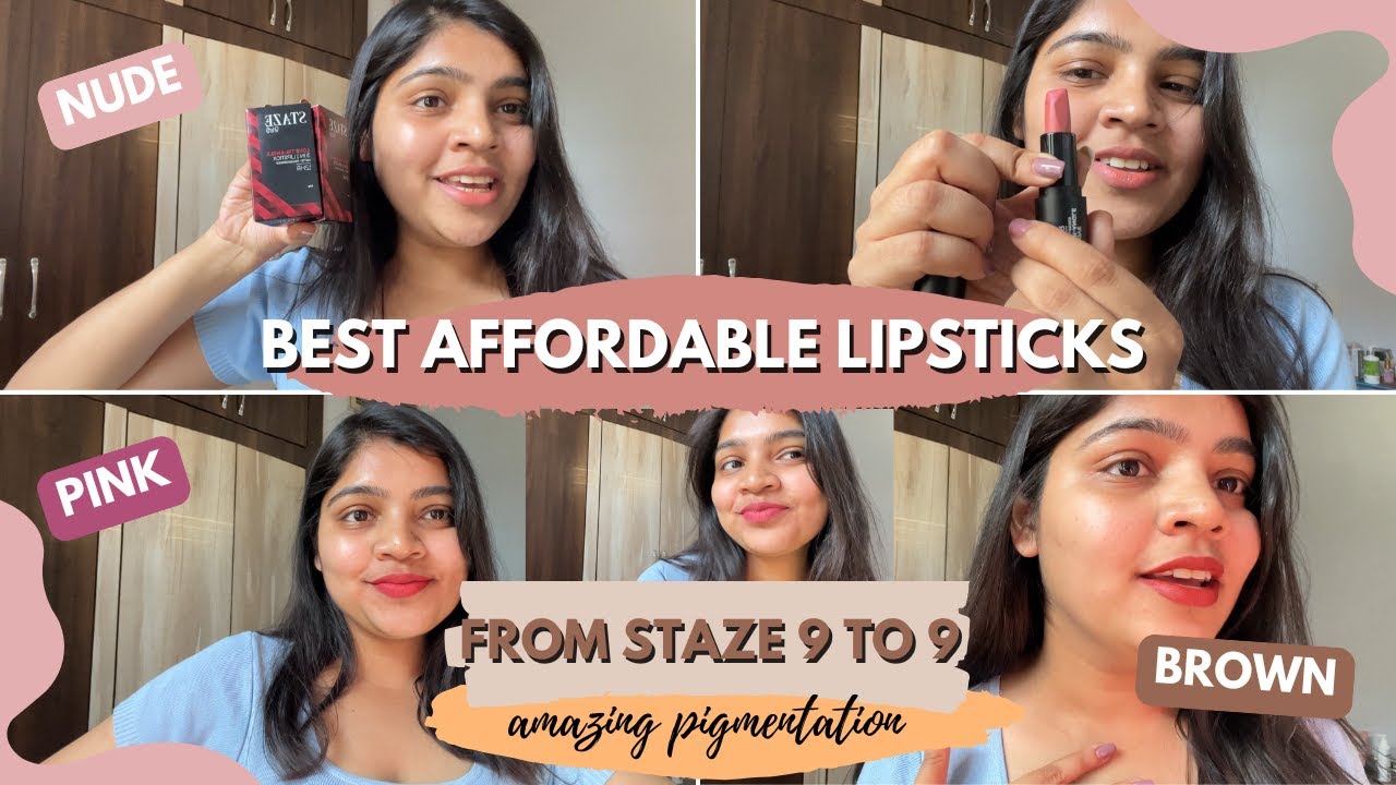 Staze 9 to 9 affordable lipstick | love triangle lipstick | brick pink | scarlet whisper |