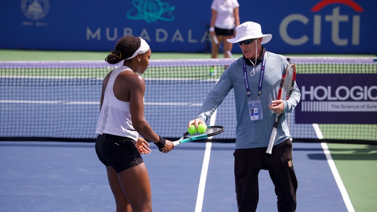Champion Coco Gauff & Bernarda Pera Court level practice 🎾 ft. Chris Eubanks 🐼