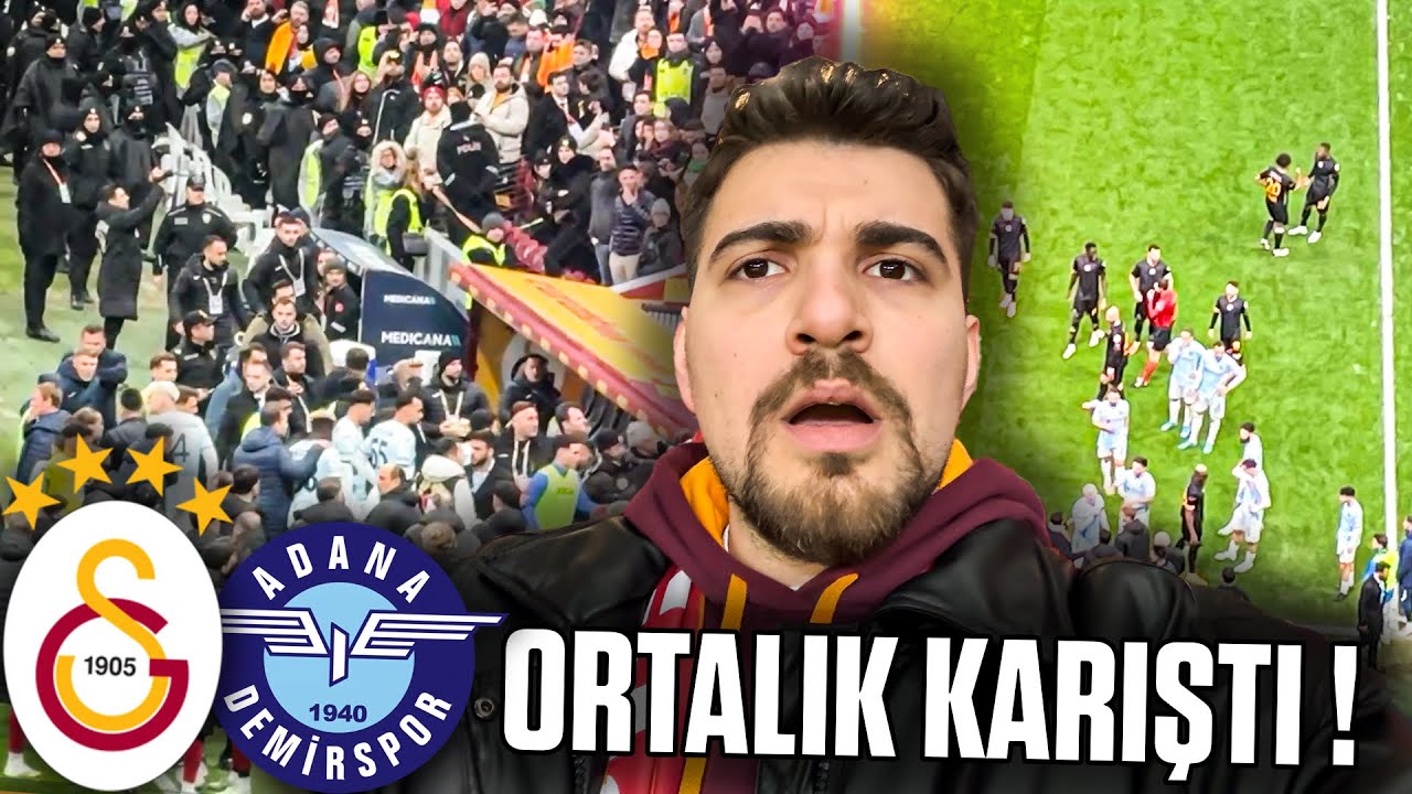 ADANA SAHADAN ÇEKİLDİ ORTALIK KARIŞTI TÜM GÖRÜNTÜLER | Galatasaray - Adana Demirspor