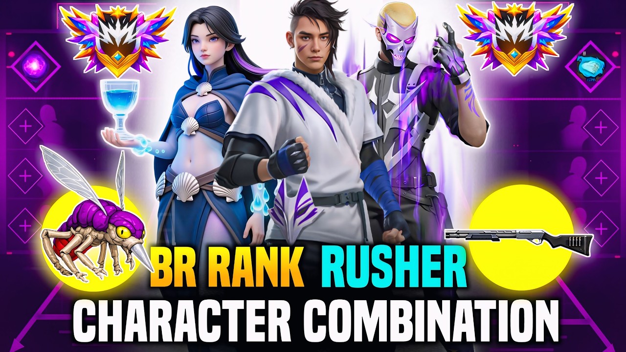 Br rank Rusher Character Combination | Br rank Best Character Combination | Best character skill