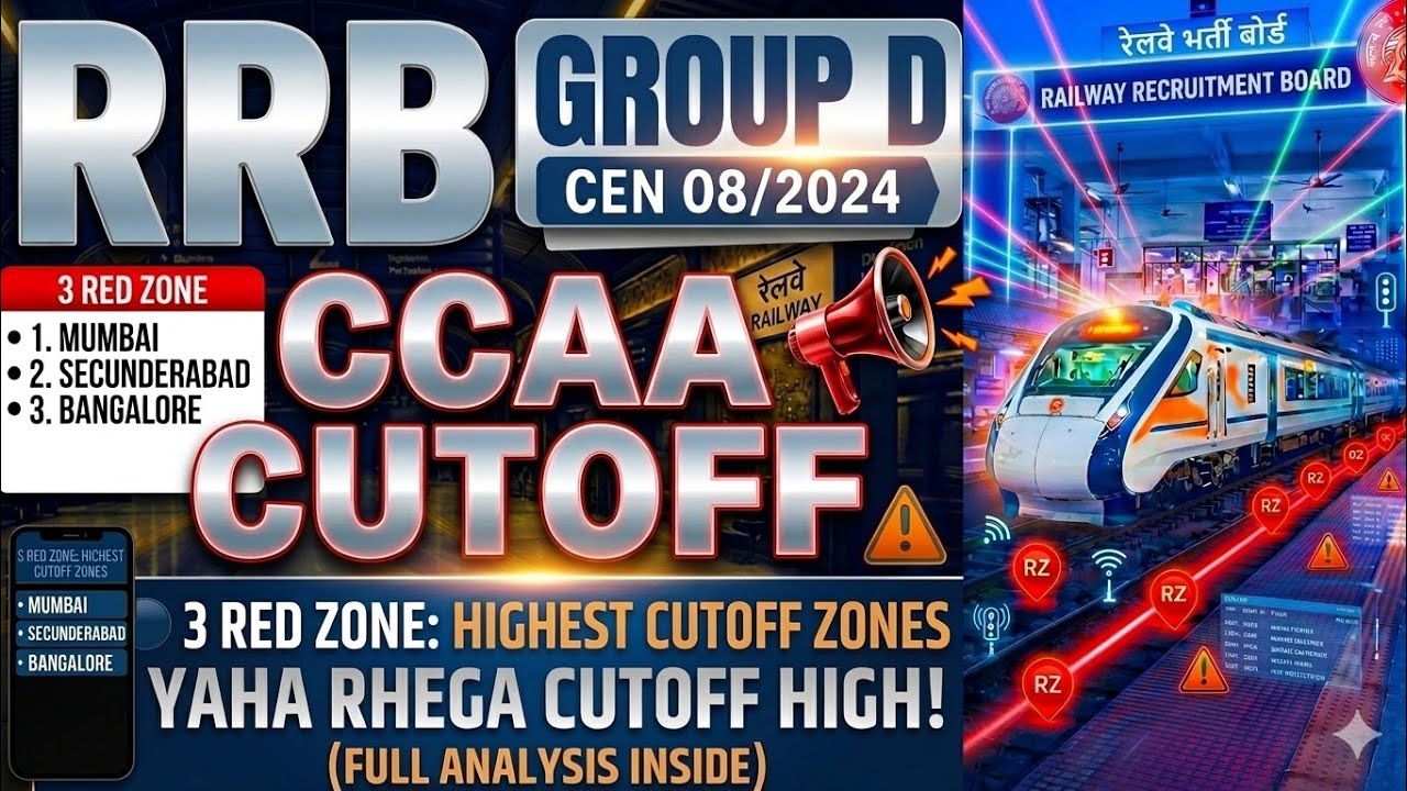 RRB Group D CEN 08/2024 CCAA Cutoff Analysis | Red Zone: Mumbai, Secunderabad & Bangalore 🔥#ccaa