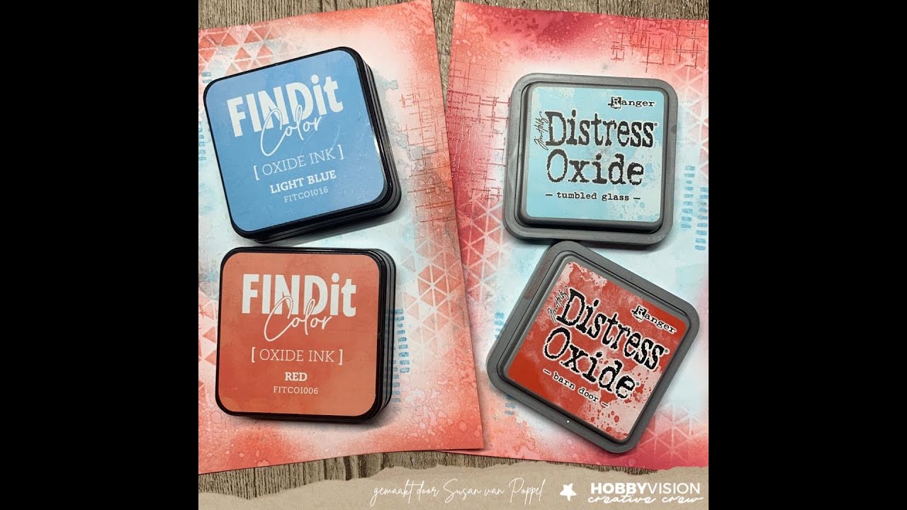 FacebookLive bij Hobbyvision op 12-1; Verschillende technieken met oxides van Tim Holtz en Find It