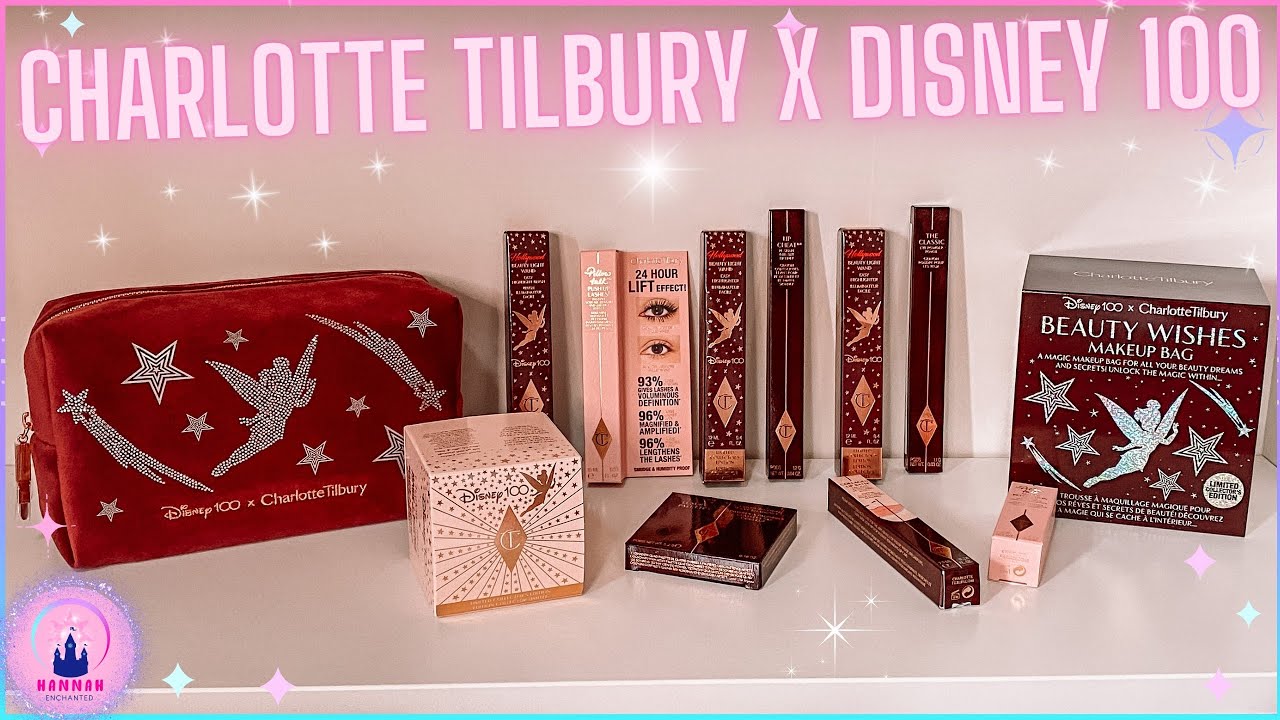 Charlotte Tilbury x Disney 100 Collaboration Makeup Review Brand New Beauty Vlog Unboxing Tinkerbell