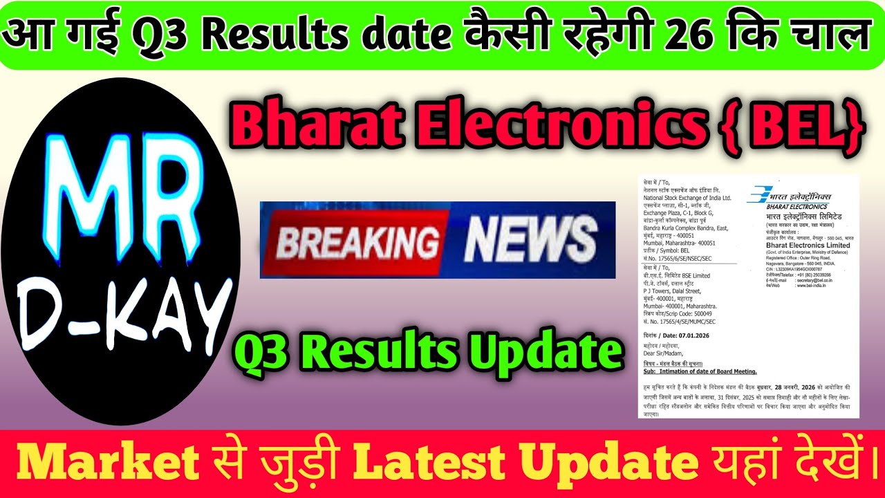 BEL share latest news | bharat electronics share latest news | BEL Q3 Results Update