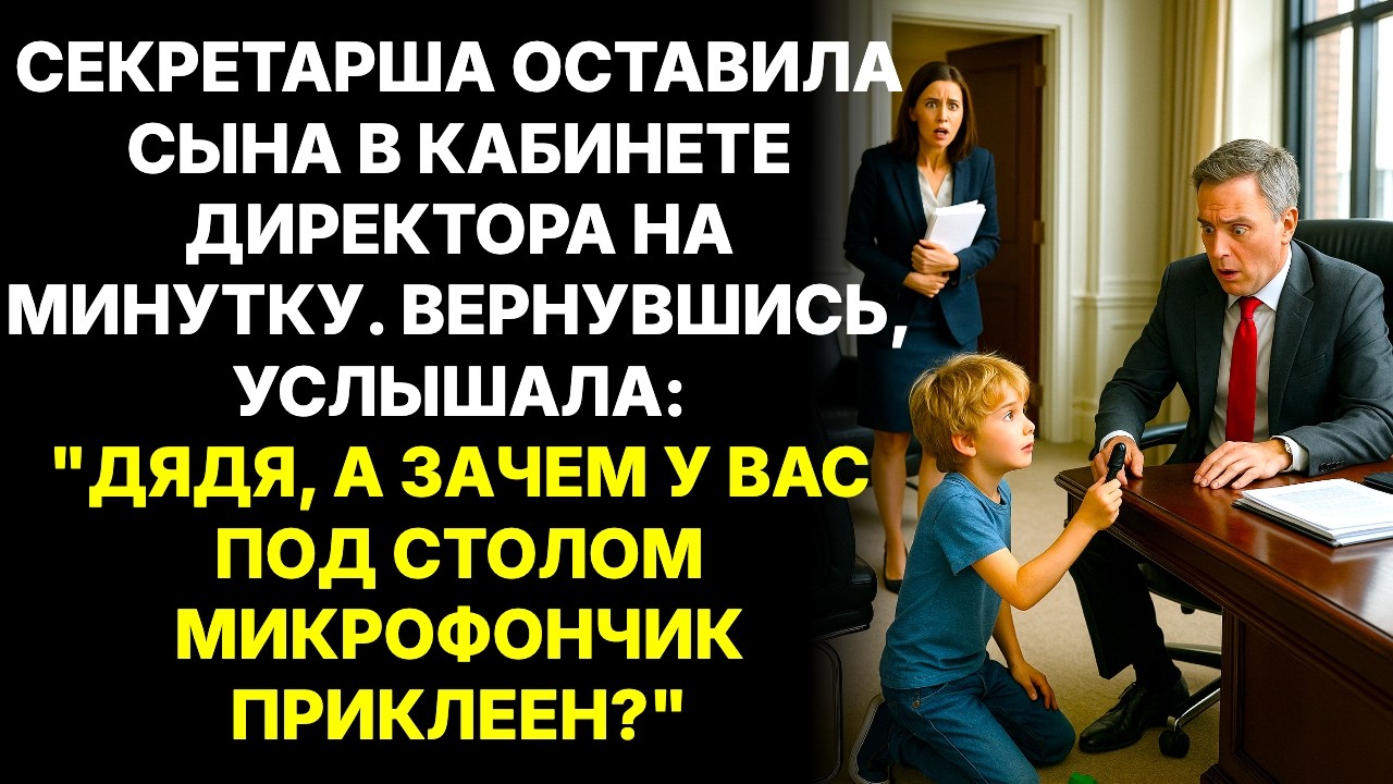 Секретарша оставила сына удиректора.Вернувшись, услышала:Дядя, а зачем у вас под столом микрофончик?
