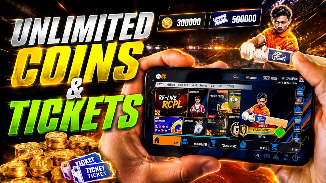 Real Cricket Hack - Real Cricket Free Coins and Tickets (iOS, Android) Tutorial