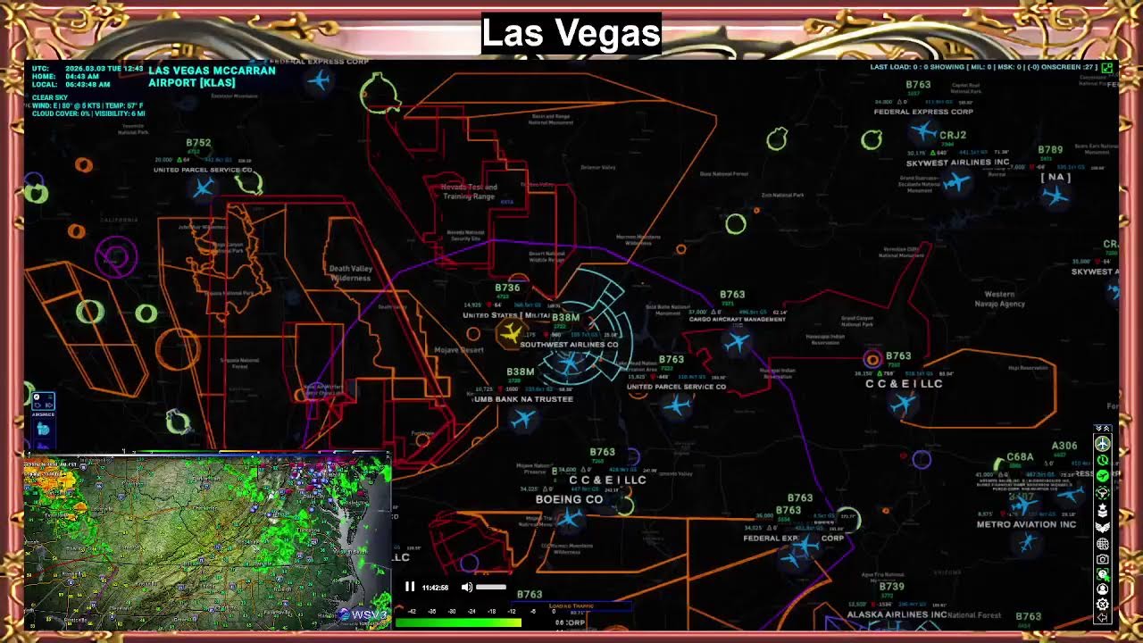KLAS | SkyGlass Real-Time Air Traffic Radar &bull; LiveATC Audio &bull; Ambient Aviation