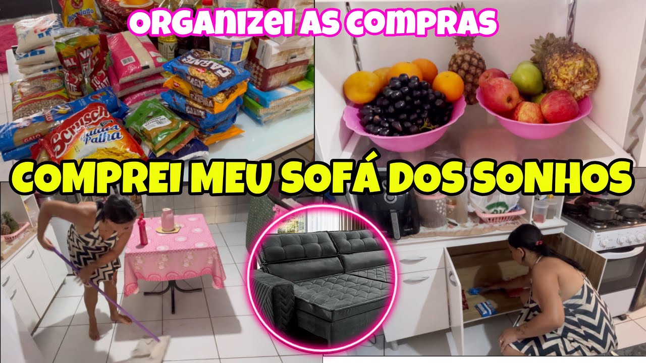 COMPREI O MEU SOFÁ DOS SONHOS 🥹|| ORGANIZEI AS COMPRAS || FRUTAS E VERDURAS PARA AS CRIANÇAS 🩷