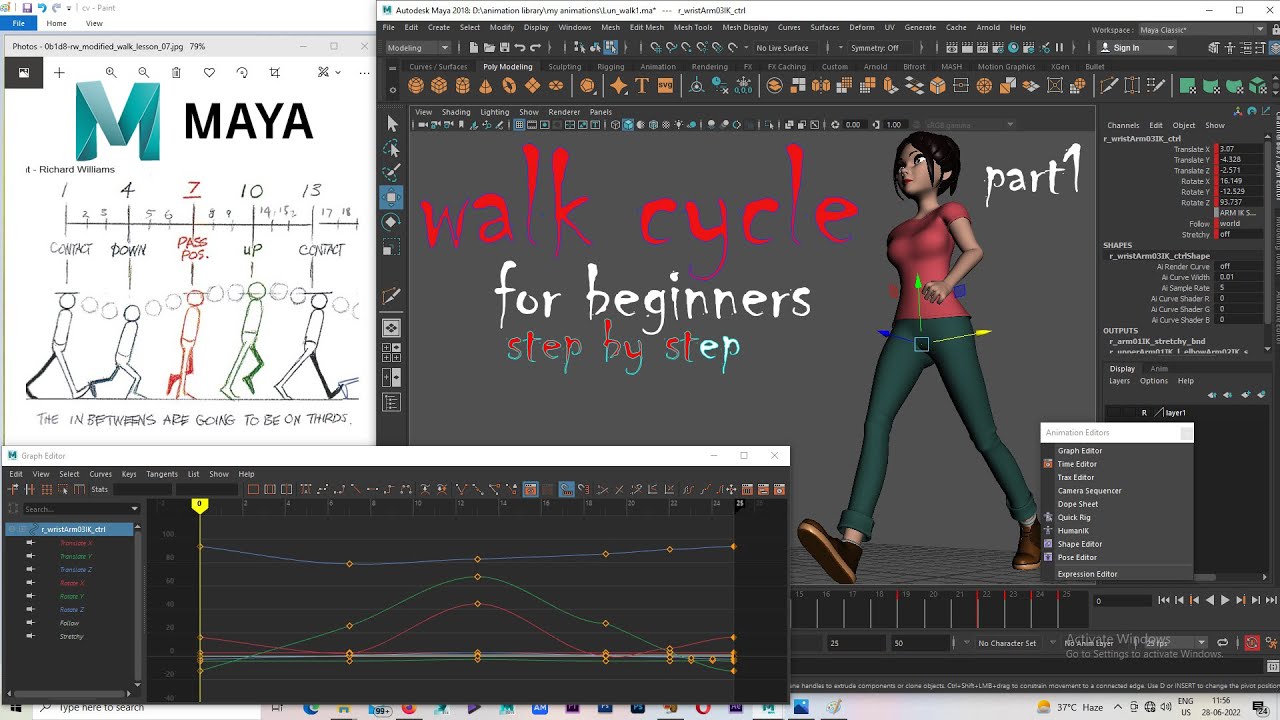 Maya Walk Cycle Tutorial Part1 | Character Animation Tutorial Complete