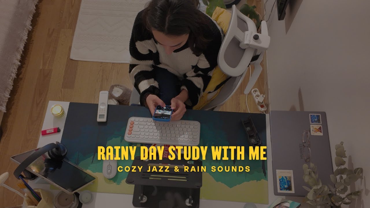 Rainy Day Study With Me 🌧️  Cozy Jazz & Rain Sounds | 50/10 Pomodoro | Deep Focus