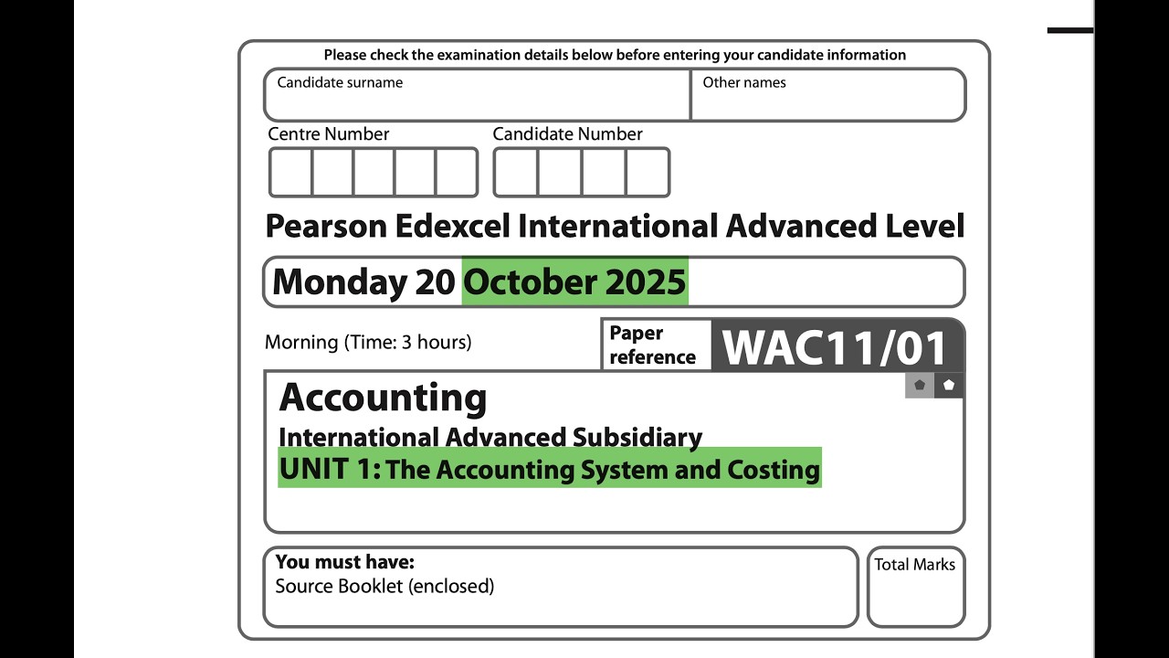 13 октября 2025 г. Модуль 1 IAL PEARSON EDEXCEL