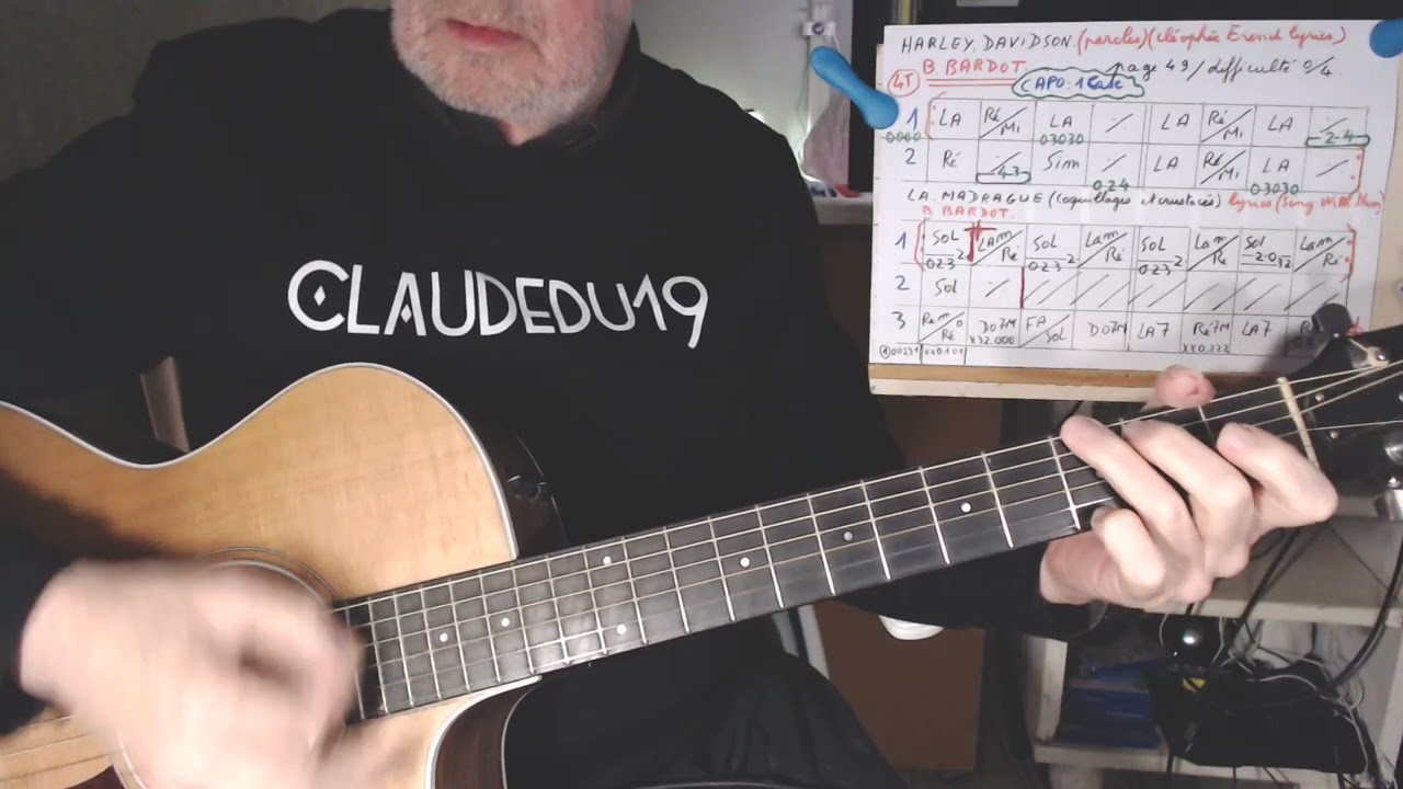 HARLEY DAVIDSON  et  LA MADRAGUE  DE B. BARDOT   .tuto guitare