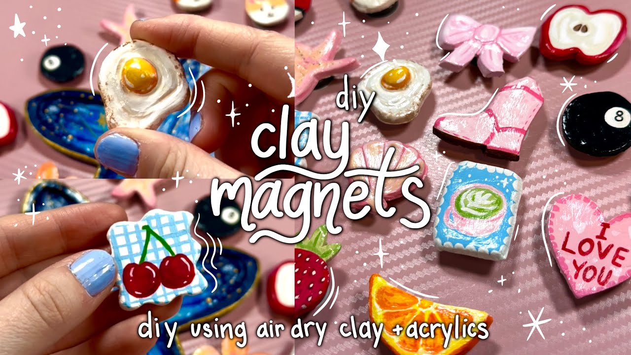 how to make air dry clay magnets 🎀✨ an easy + trendy diy