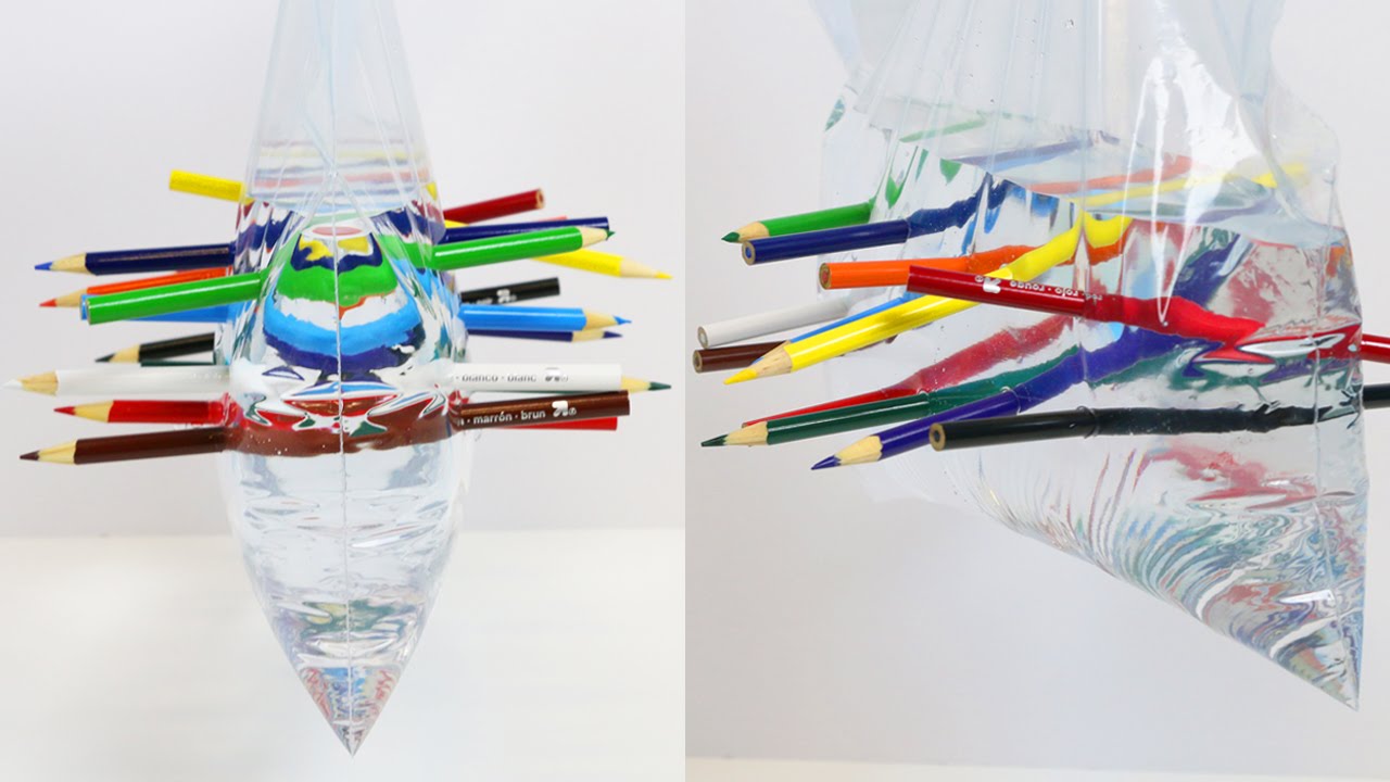 Cool SCIENCE Trick Colored Pencil Through Bag of Water!