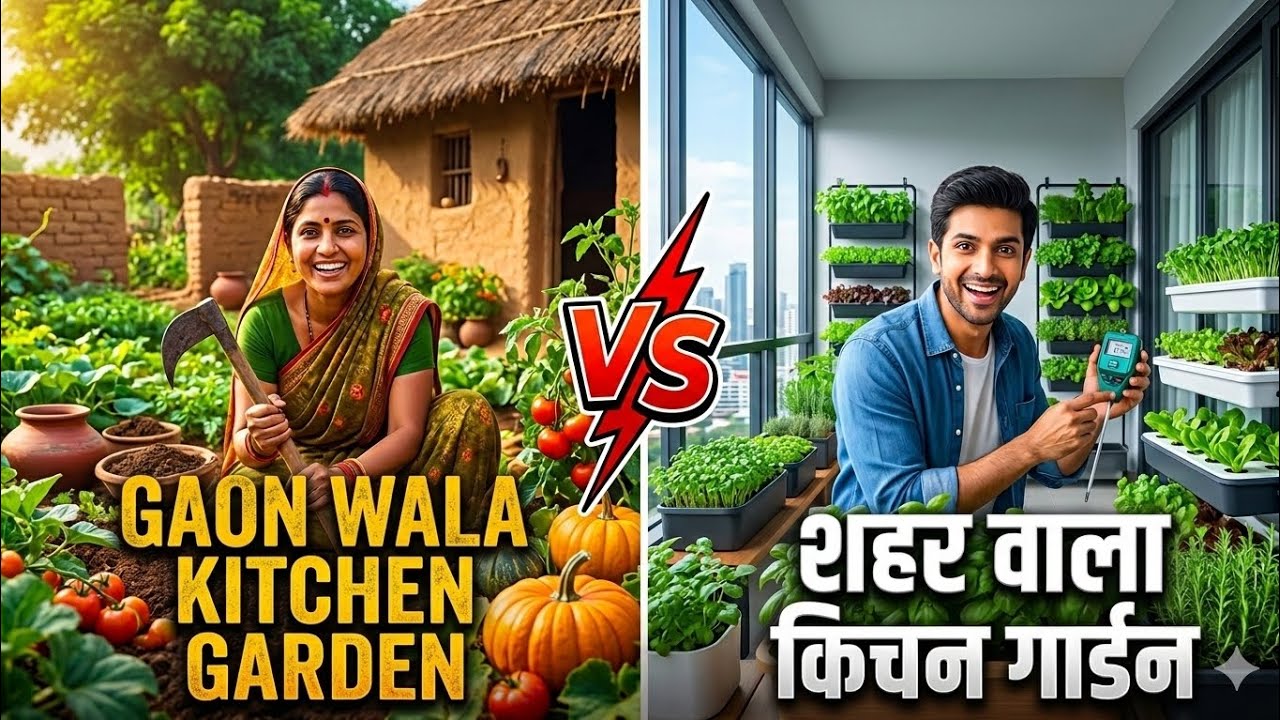 Desi Organic kitchen garden produces healthier, better-tasting food. गांव वाला किचेन गार्डन।