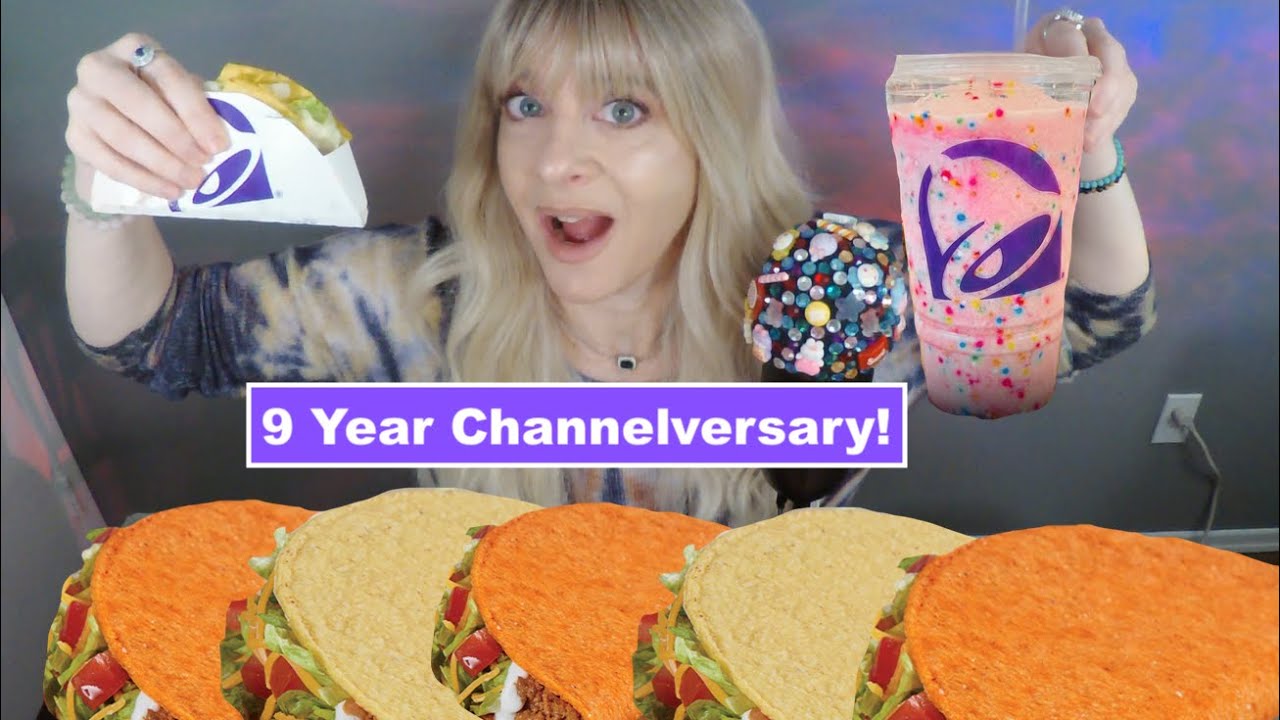 ASMR Crunchy Taco Bell Mukbang | Empty Nest Life Update | 9th Channelversary Celebration