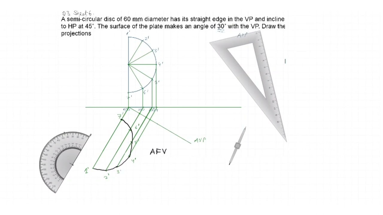 Auxiliary Plane Method, Engineering Drawing Q3 Sheet 6