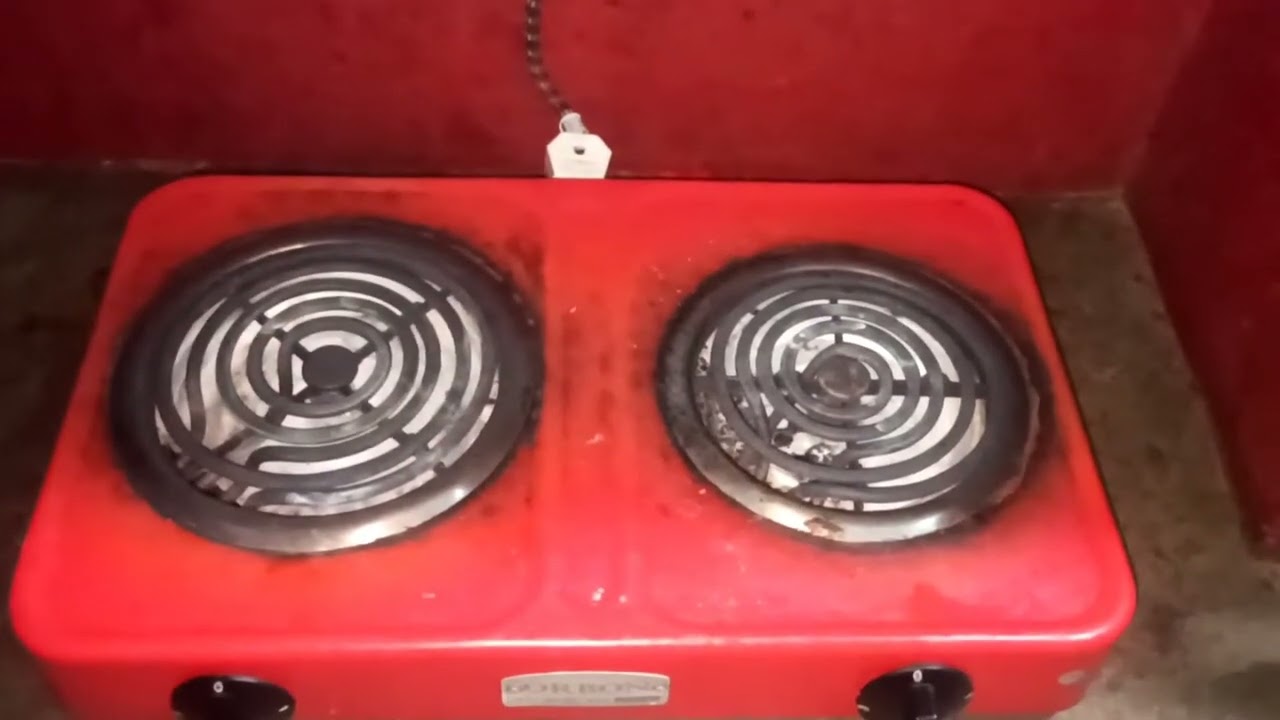Orbon 3250 W Radiant Cooktop Jog Dial (Red, Double Electric Coil Cooking | Works With All Cookwares