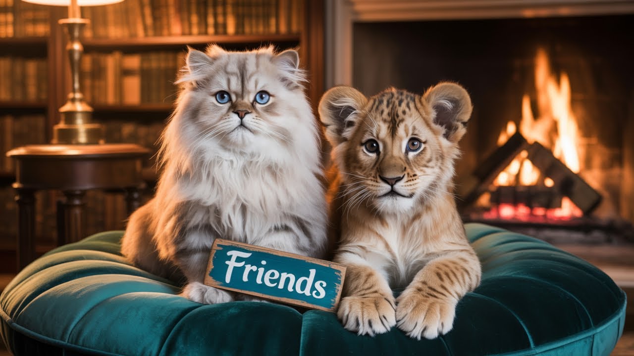 Kitten and Tiger Cub Become Best Friends!#ai #cat #cutecat