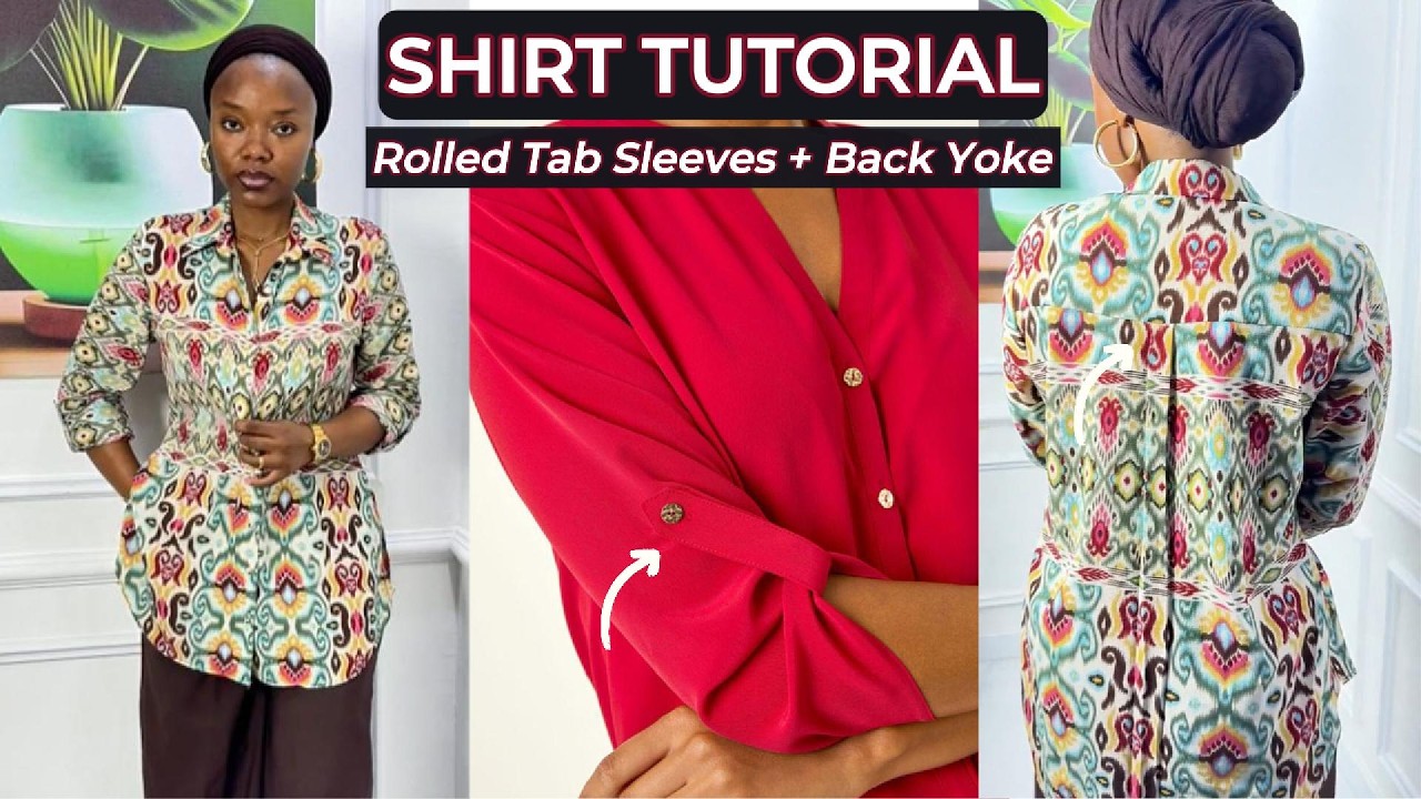 Как составить бесплатную выкройку женской рубашки | Кокетка на спинке, складки и рукава с подверн...