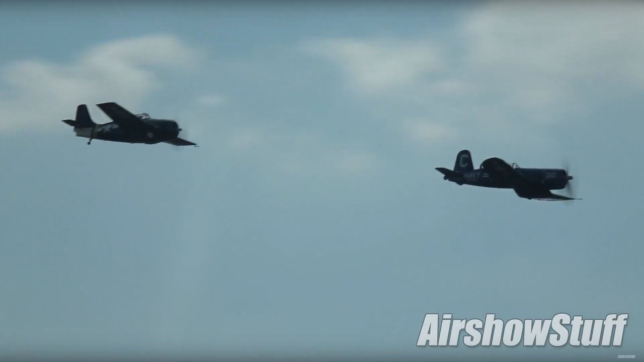 F4U Corsair and F4F Wildcat Flybys - TBM Avenger Gathering 2018