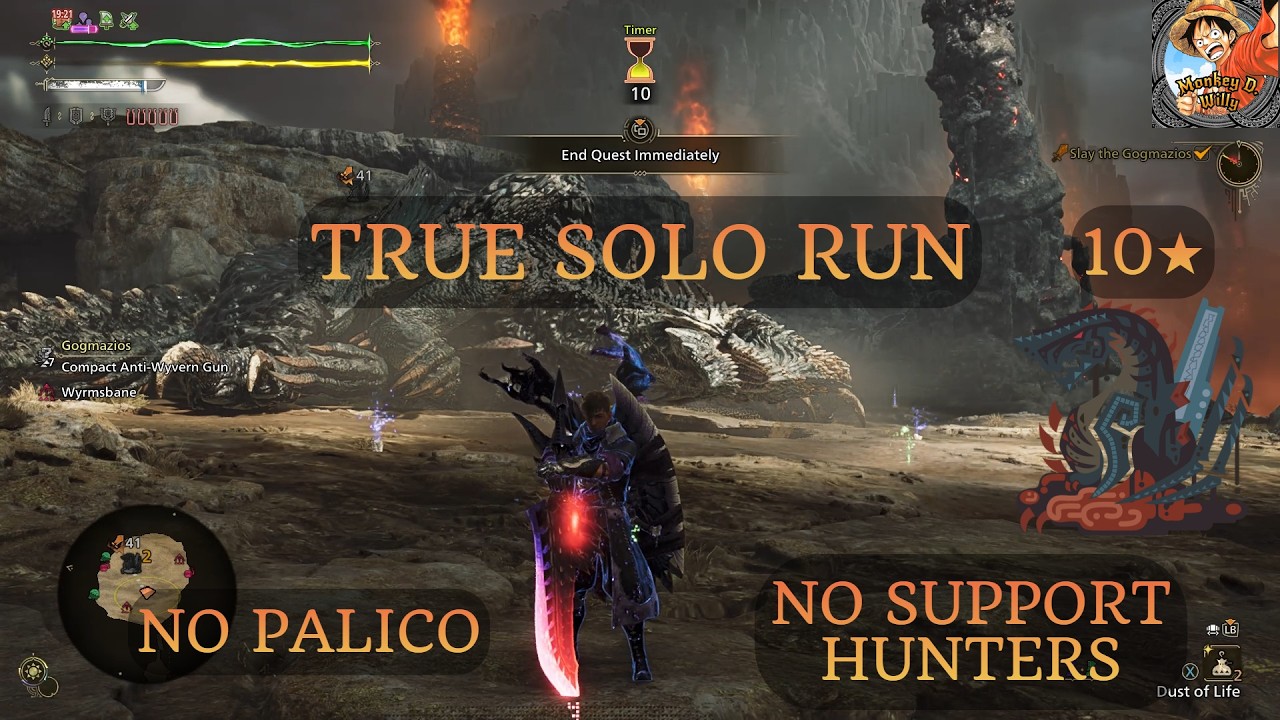 TRUE SOLO 10★ GOGMAZIOS - NO PALICO - NO SUPPORT HUNTERS -SOLO DPS CHECK TWICE- MONSTER HUNTER WILDS