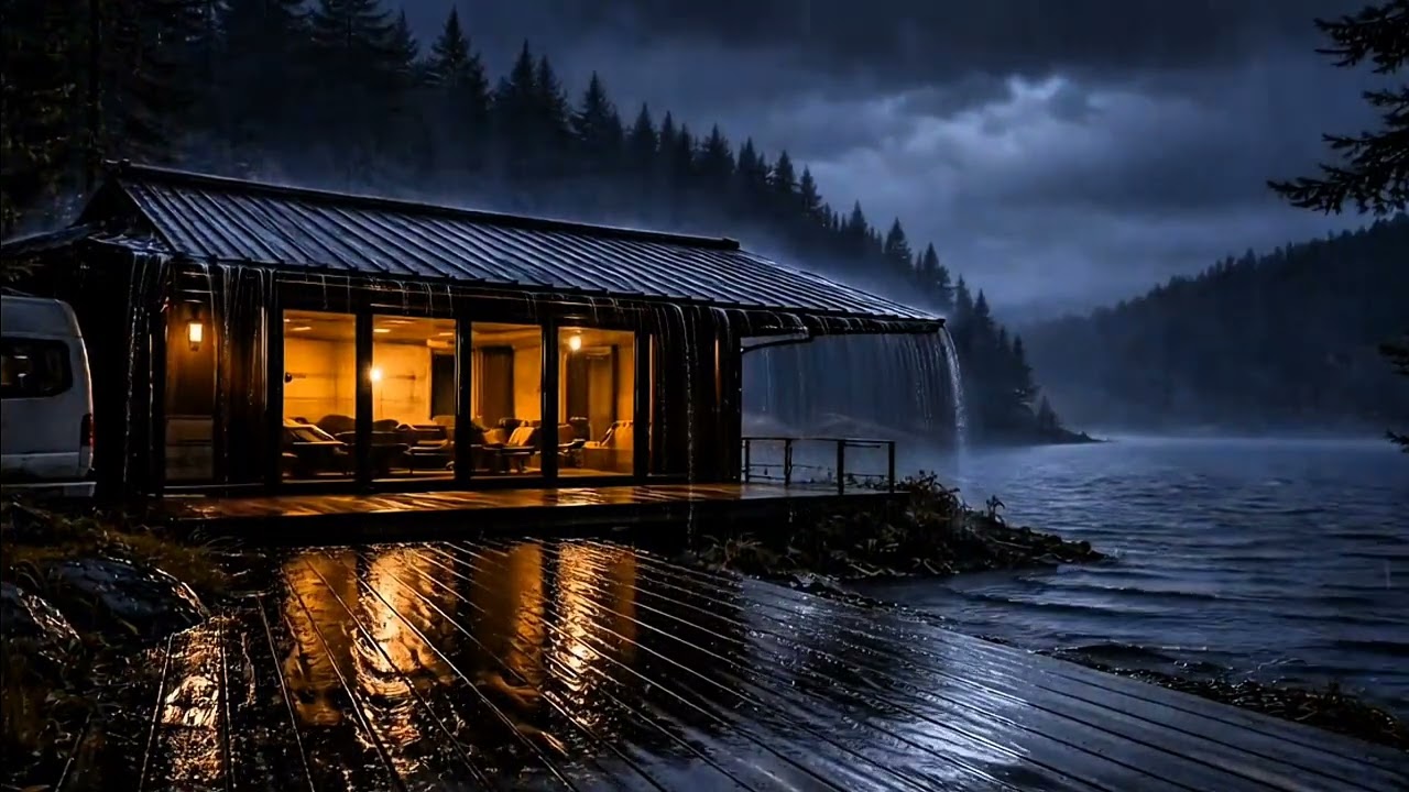 Cozy Cabin by the Lake 🌧️ Heavy Rain ASMR for Sleep, Calm & Anxiety Relief