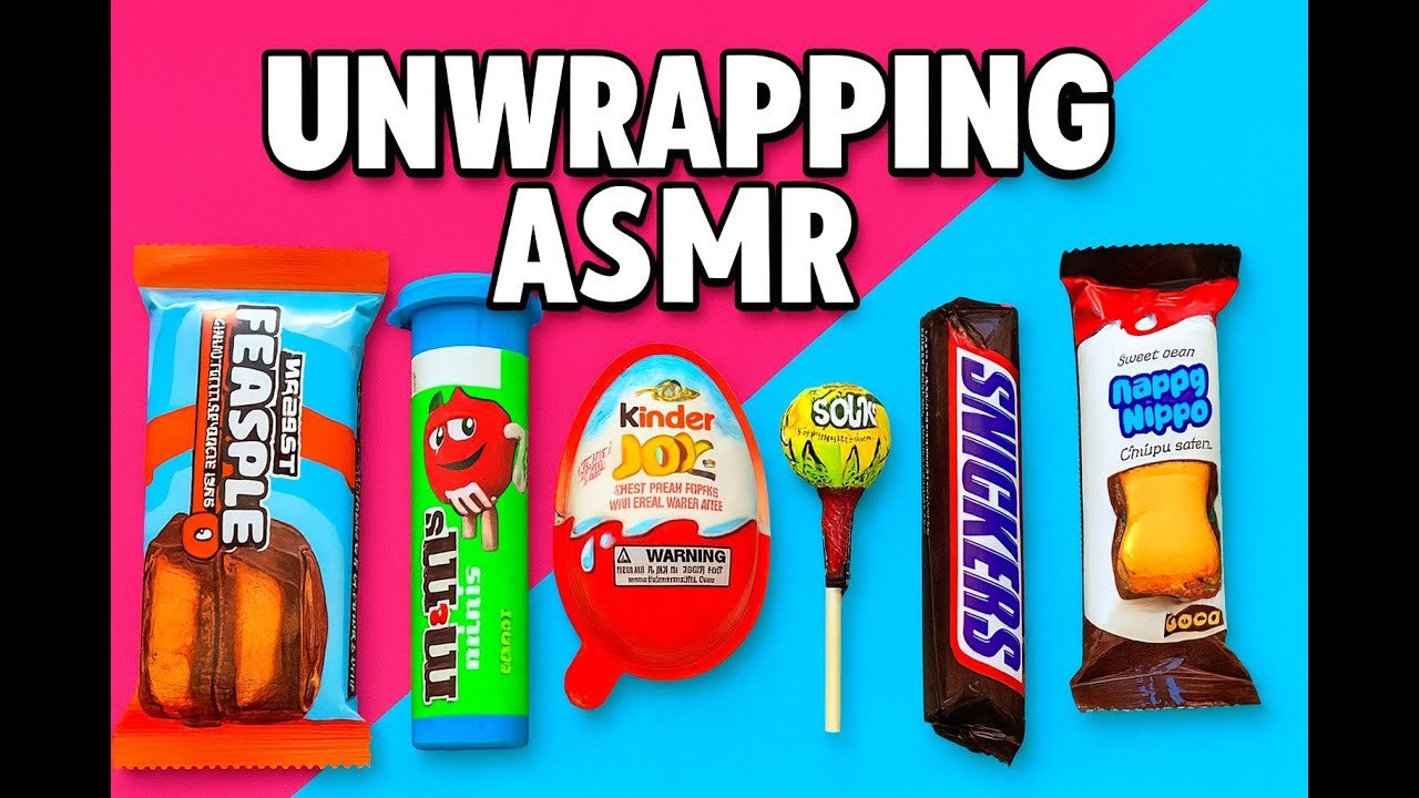 Satisfying video ASMR Candy Unboxing Popular Candies, Rainbow Lollipops, Chocolate Unwrapping Sounds