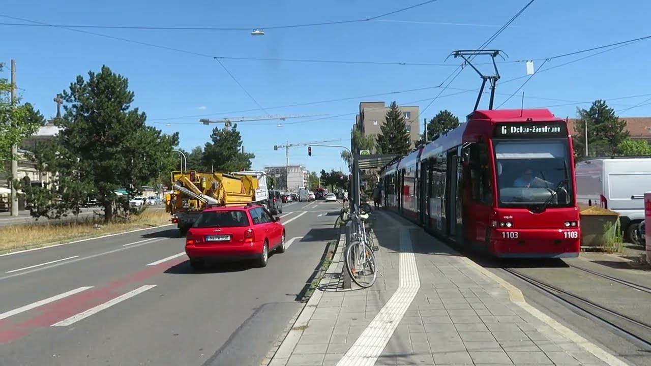 VAG - Strassenbahn / Tram Nürnberg - Linie 6 Westfriedhof- Doku Zentrum [ 08.2022 ]