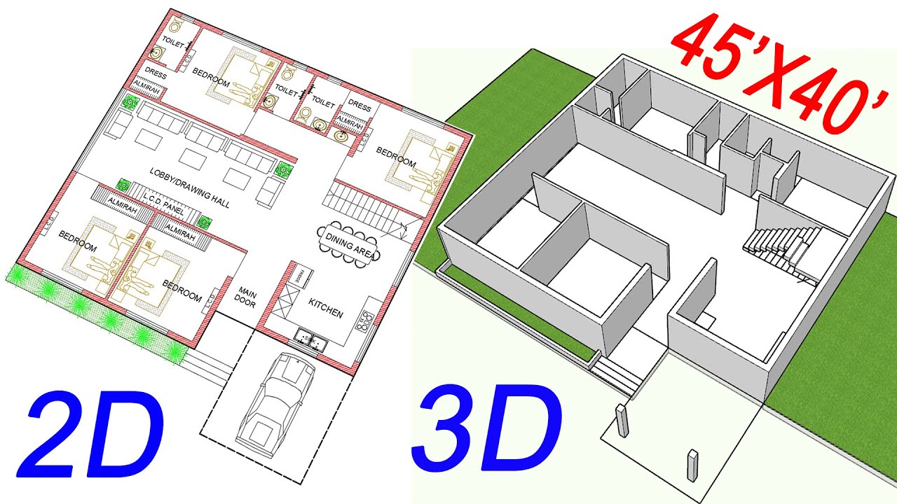Latest South Facing House Plans | 45x40 | 1800 sq ft house plans | 4BHK | 200 Gaj Plot Ka Naksha