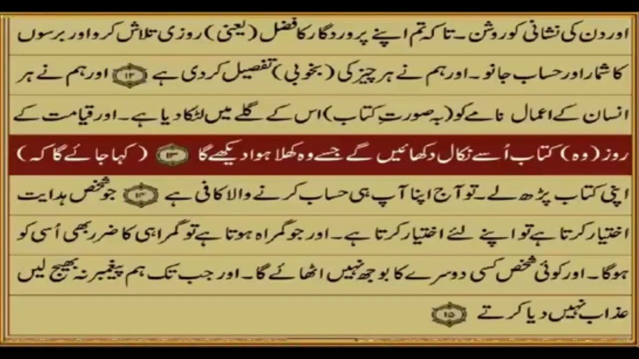 *QURAN Urdu Translation -PARA 15 - QURAN Ka Urdu Tarjuma- Spara-15- #quran #islam #qurantranslation