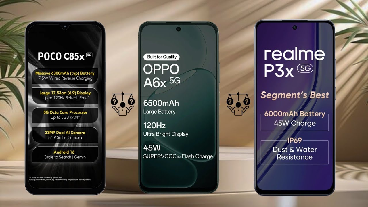 Poco C85x Vs OPPO A6X Vs Realme P3X