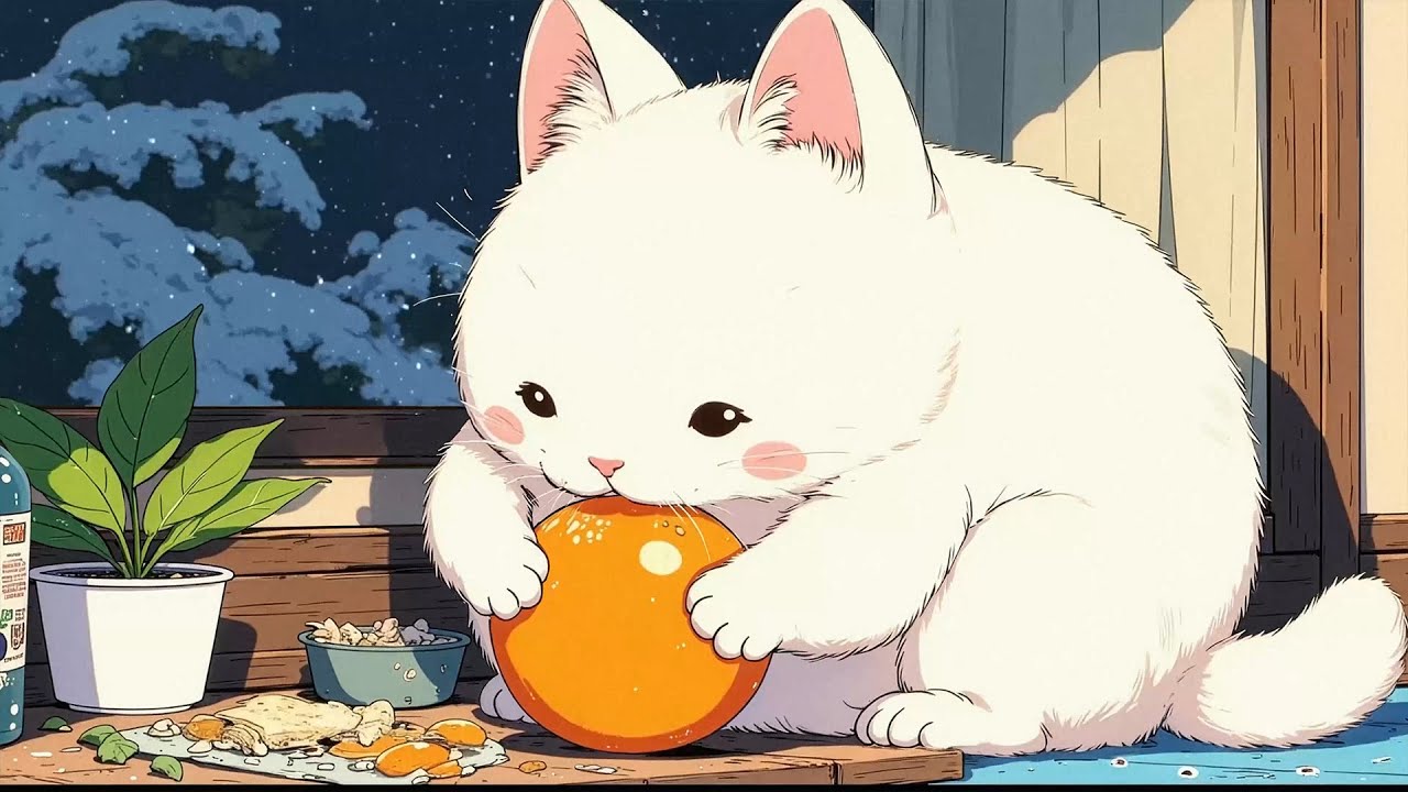 Cozy Cat Lofi at Night 🐱🌙 | Chill Lo-Fi Hip Hop Beats for Study, Relax & Sleep
