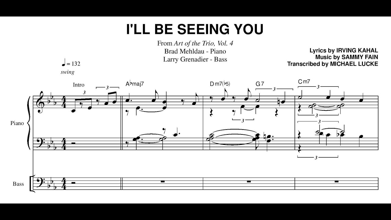 Brad Mehldau - I'll Be Seeing You - Transcription