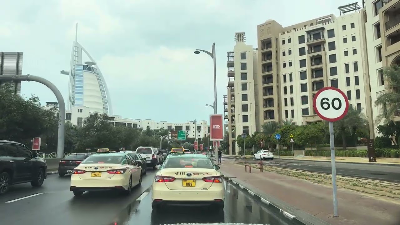 Heavy rain Palm Jumeirah to Umm Suqeim Drive | Dubai Coastal Road Trip 4K 60FPS 🌴🚗 19 December 2025