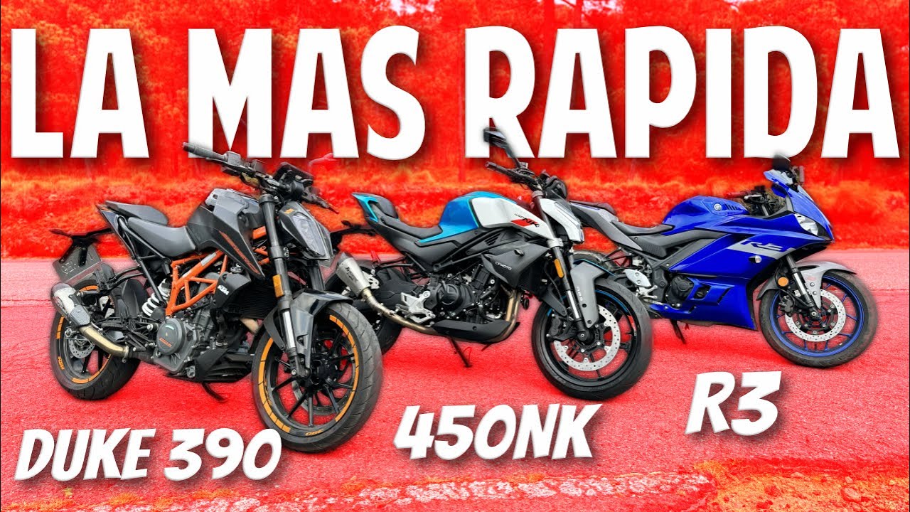 Prueba de velocidad 450nk vs R3 vs Duke390 | Arrancones