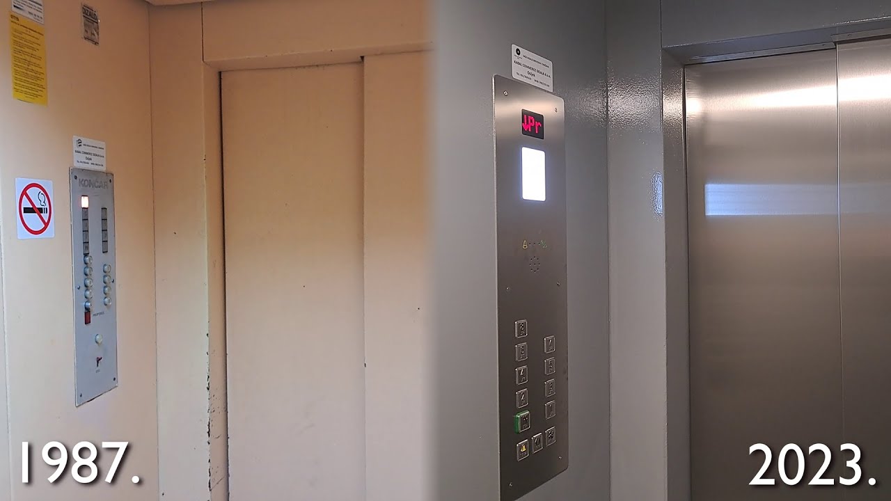 [Before/After] MODERNIZED 1980s Končar lifts @ Sjenjak, Osijek, Croatia