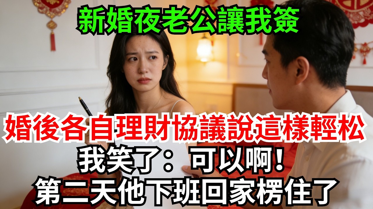 新婚夜老公讓我簽，婚後各自理財協議，還說這樣輕松，我笑了：可以啊！第二天他下班回家楞住了【風鈴故事集-獨家】#完結故事#情感故事#爽文#婆媳關系#家庭生活#故事頻道#故事分享#情感#正能量#流量