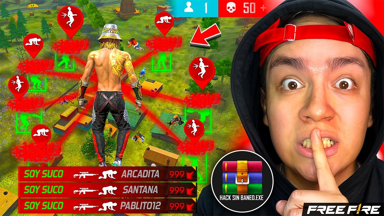 USE HACKS TODO ROJO EN FREE FIRE POR PRIMERA VEZ😱🔥!!