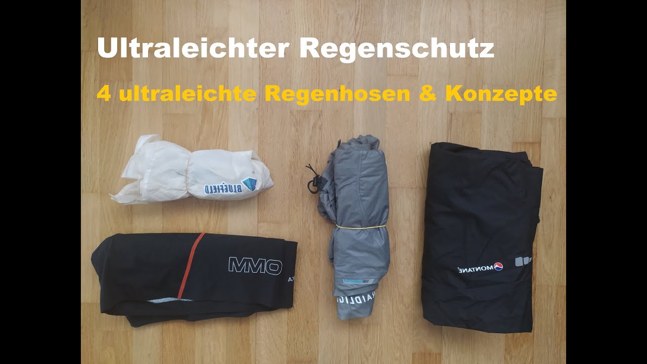 Ultraleichter Regenschutz - 4 ultraleichte Regenhosen & Konzepte zum Schutz der Beine