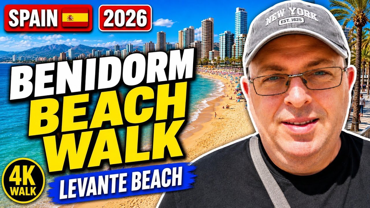 Benidorm Beach Walking Tour 🇪🇸 Rio Park to Levante Beach (4K)