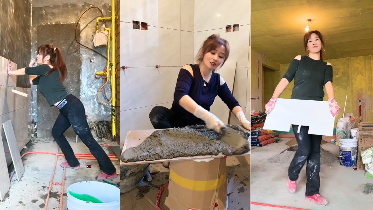 Beautiful Chinese Female Tile Laying Expert Jia Mei
