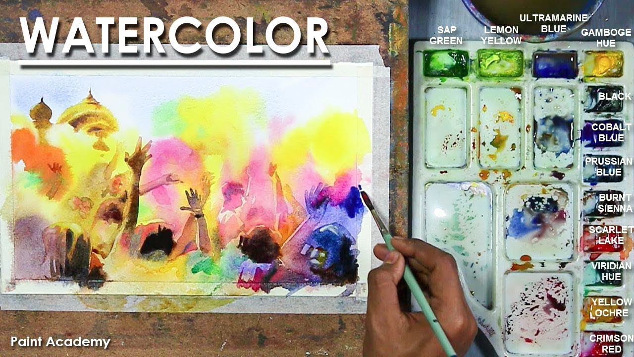 A Composition on Holi Festival | Watercolor Painting