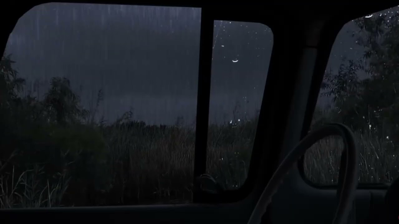 Powerful night thunderstorm - Heavy Rain and Thunder - Rain Sounds for sleep - 6 hour Windy Rain