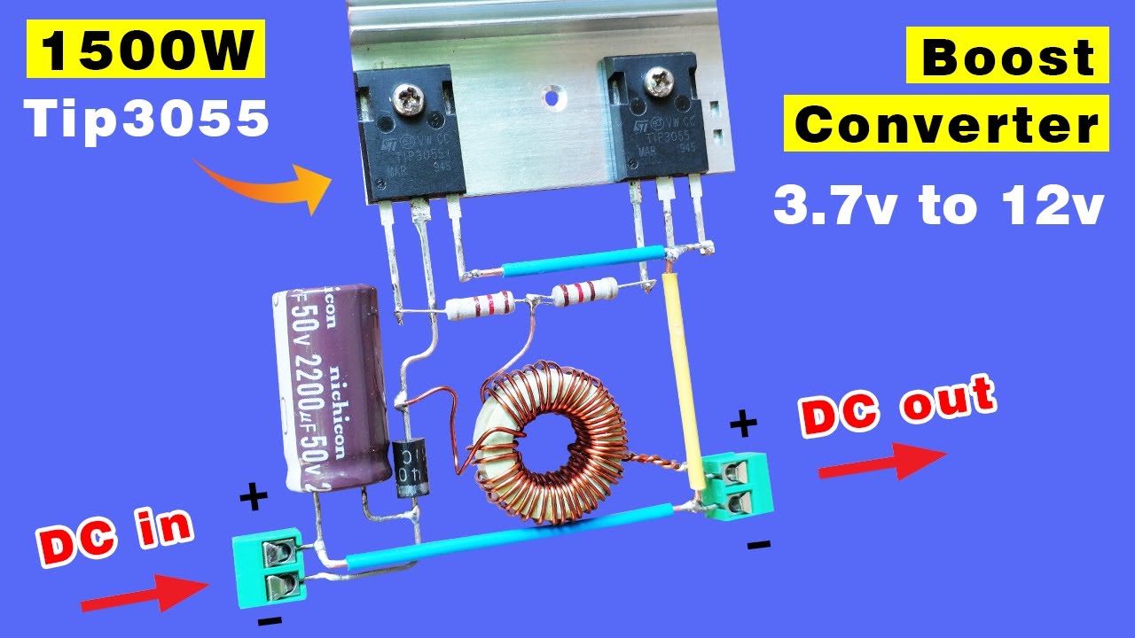 3.7 volt to 12 volt Boost Converter, 3.7v to 1500w, DC step up converter